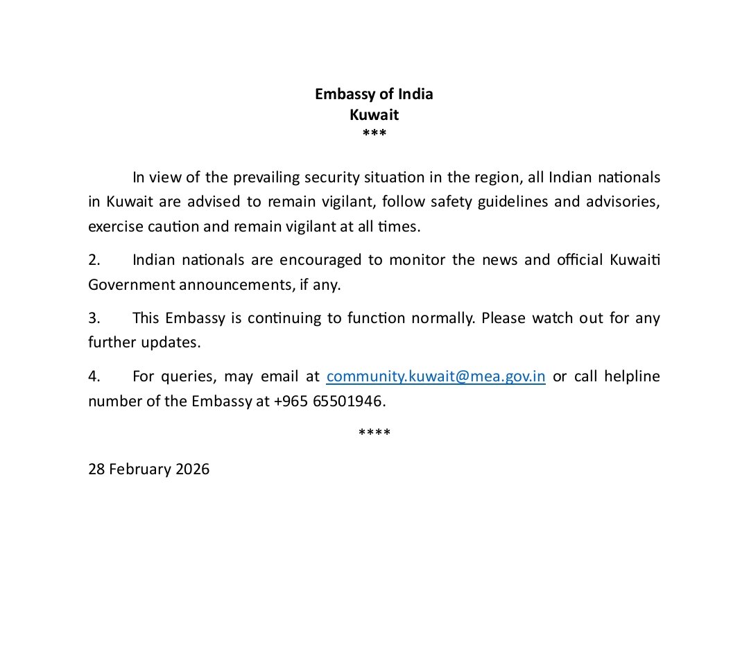 walavalkar's tweet photo. ADVISORY as on 28 February 2026

@MOFAKuwait https://t.co/LFovDs23qC
