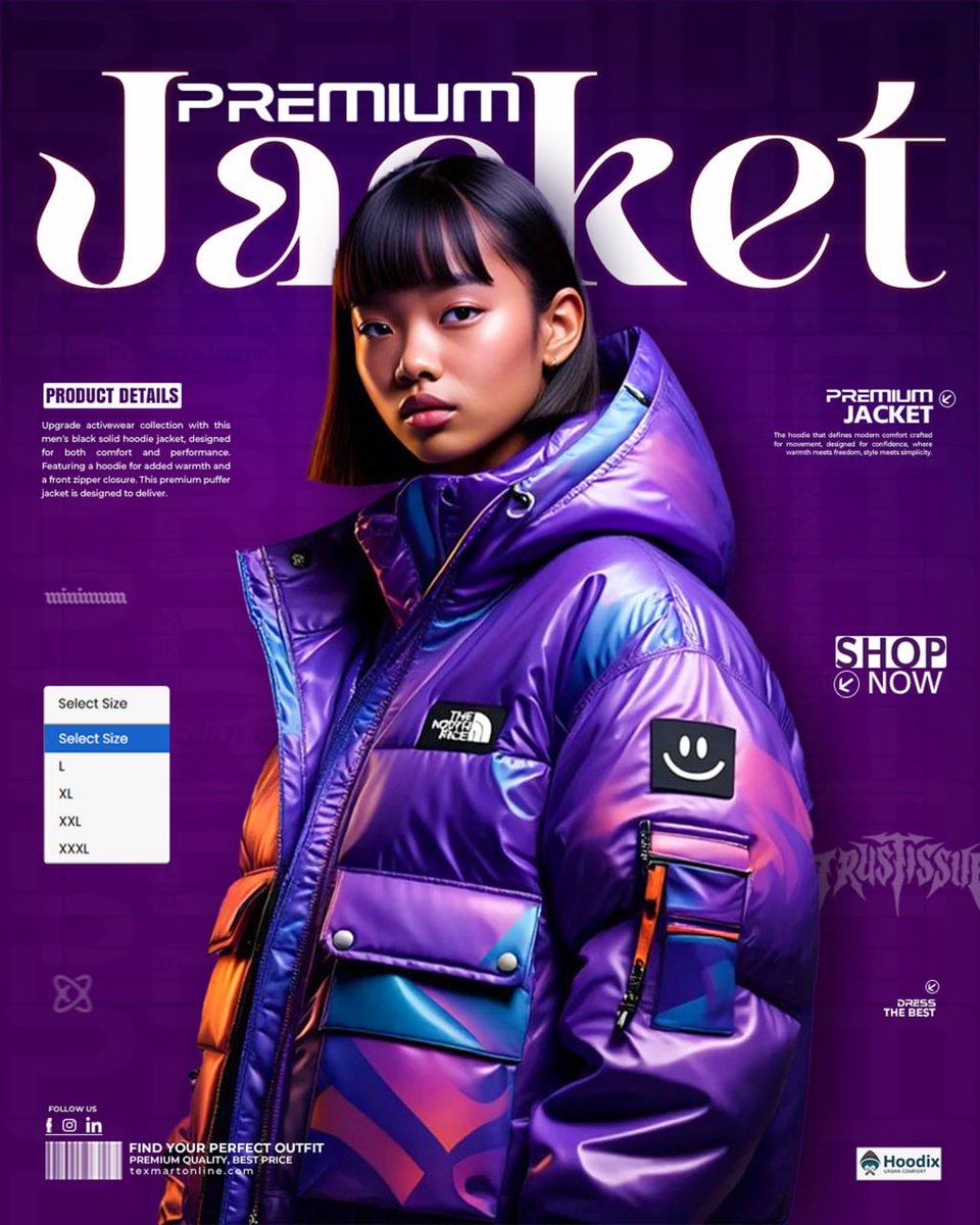 SaifullahQzr's tweet image. 🔥 Premium Winter Jacket– Social Media Poster Design 
এটি একটি Professional Winter Jacket Social Media Poster Design,

📲 WhatsApp: +8801816039740
 📧 Email: saifullahsardar.qzr@gmail.com
#fashiondesign #jacketstyle  #jacketdesign  #graphicdesign #clothingbrand #Saifullah