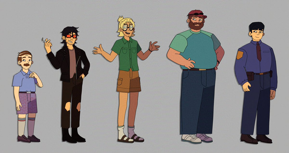 pamela_lntt's tweet photo. this obscure 2019 adult animation was so bizarre
can't believe they let two of these guys kiss on the first episode

(2019 adult animation style woo!!, i imagine they'd be animated cutout/puppet style lol) https://t.co/xYiYT0x6Qk
