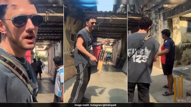 मुंबई की गलियों में Linkin Park के ड्रमर Colin Brittain ने गली क्रिकेट खेला।  

Lollapalooza India 2026 के दौरान बैंड के शो के बाद लोकल लड़कों के साथ बैटिंग करते दिखे।  

जब किसी ने पूछा कि आप लोग वो बैंड वाले हो ना, तो हंसी-खुशी में हां किया। 

You just gotta fit in, dude. उनका
