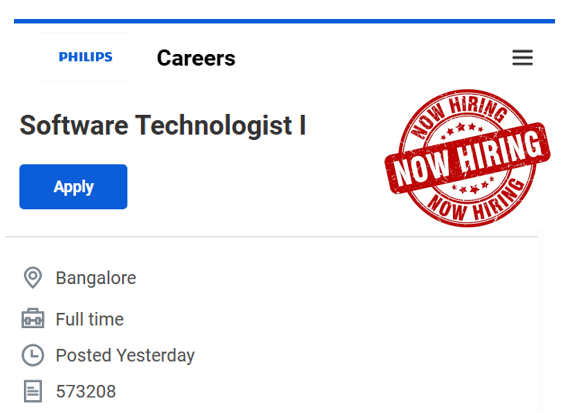 fjafreshers's tweet image. 🚀 Philips #HiringFreshers

💼 Software Technologist
🎓 Bachelor’s / Master’s – CS / IT / Software Engg
👶 No Prior Experience Required
📍 Bangalore

🔗 Apply: tinyurl.com/philips-freshe…
👉 Follow for daily fresher &amp;amp; MNC jobs

#Philips #FreshersJobs #OffCampus #ITJobs #Jobs2026