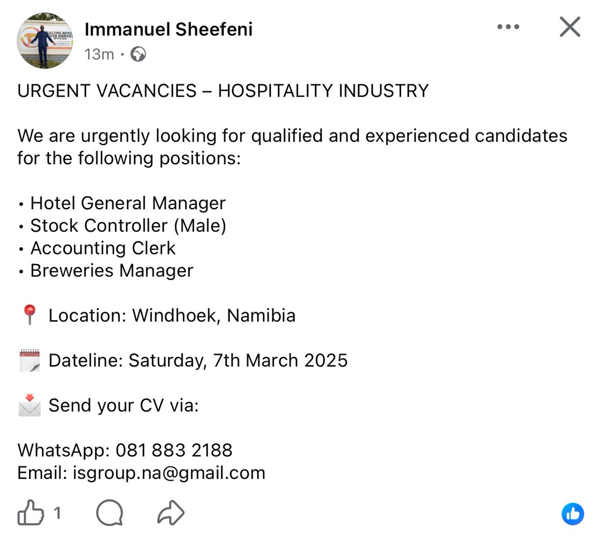 thenamibianlady's tweet photo. Kindly retweet. Job vacancies available in Namibia. #jobsnamibia #namibianopportunities https://t.co/8ChlbBz6Tl