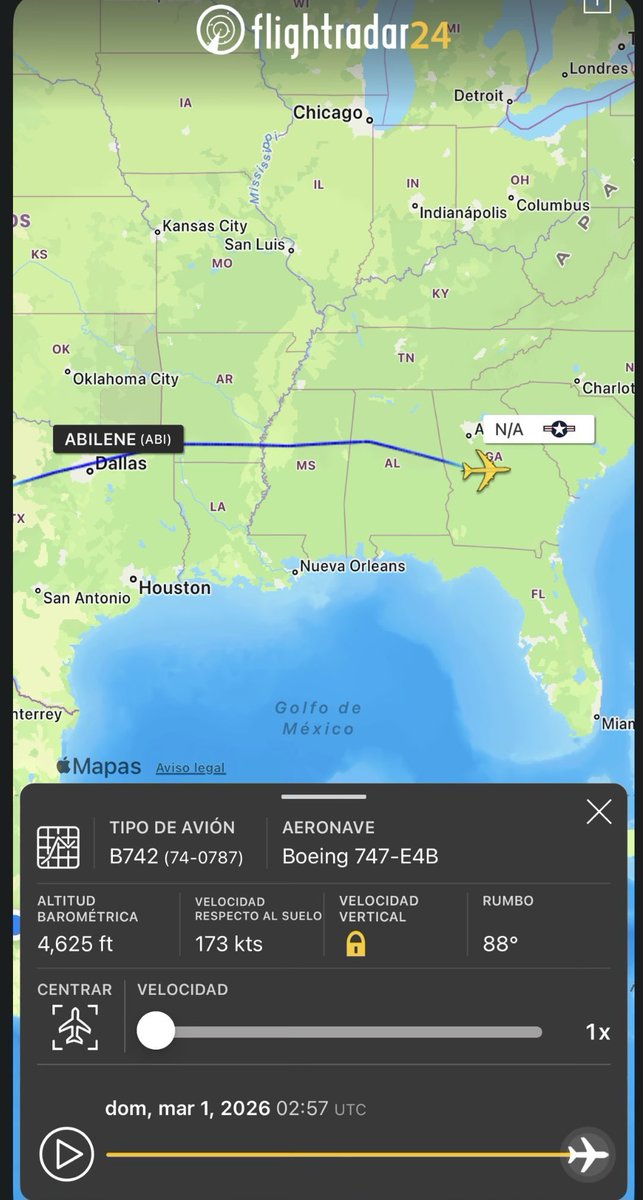 ForsanAliraq's tweet photo. 🚨 #Urgent
#BreakingNews

The #Boeing E-4B "#Nightwatch," the USAF's #Doomsday Plane, is in the air. Following the tension in #Iran, this mobile nuclear command center is in the air. Although there are routine flights, today the message of deterrence is clear. ✈️☢️ #WWIIII #E4B .

 #The_coming_is_shocking🇮🇶🙏