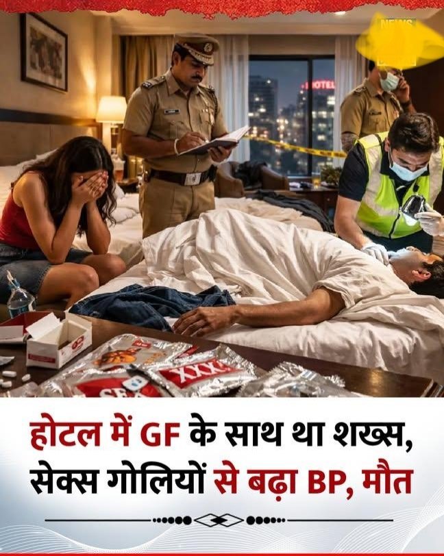 होटल में GF के साथ था शख्स, सेक्स गोलियों से बढ़ा BP, मौत...!

घर में बेटे की शादी की तैयारी चल रही थी। इधर पिता का शव एक होटल में पड़ा मिला..!

मौत का कारण हार्ट अटैक बताया गया, कमरे से सेक्सवर्धक दवाइयों के खाली रैपर मिले हैं..!
मृतक अपनी महिला मित्र के साथ होटल आया था..!