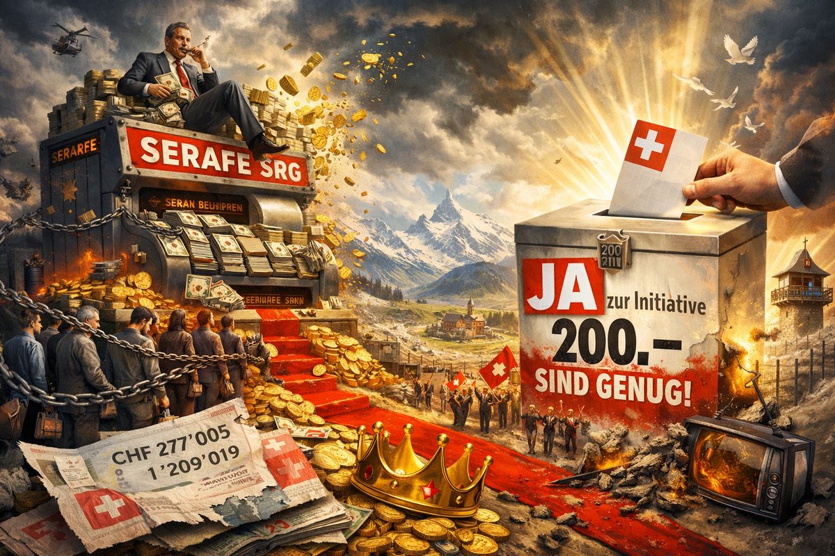 Während wir über „200.– sind genug“ abstimmen, kassiert SERAFE als Inkasso-Arm der SRG munter mit. Laut Geschäftsbericht lag die höchste Einzelentschädigung 2024 bei CHF 277’005, die Geschäftsleitung total bei CHF 1’209’019 – bezahlt aus Gebühren, die man den Leuten per Zwang