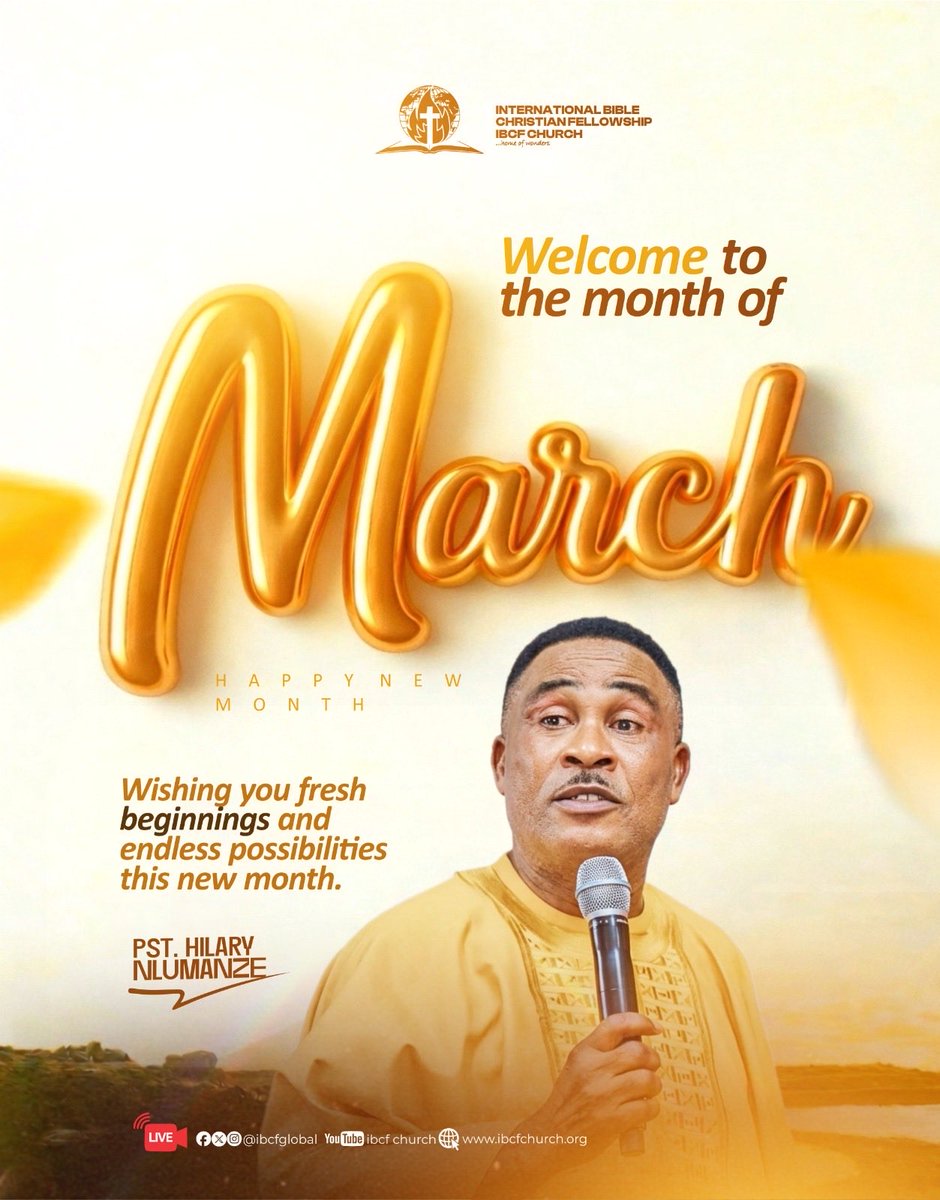 ibcfglobal's tweet photo. Welcome to March!

This month, divine encounters and prophetic rescue that will move you forward are your portion in Jesus name.

#HilaryNlumanze  #IBCFCHURCH https://t.co/pfKwbTyLKa