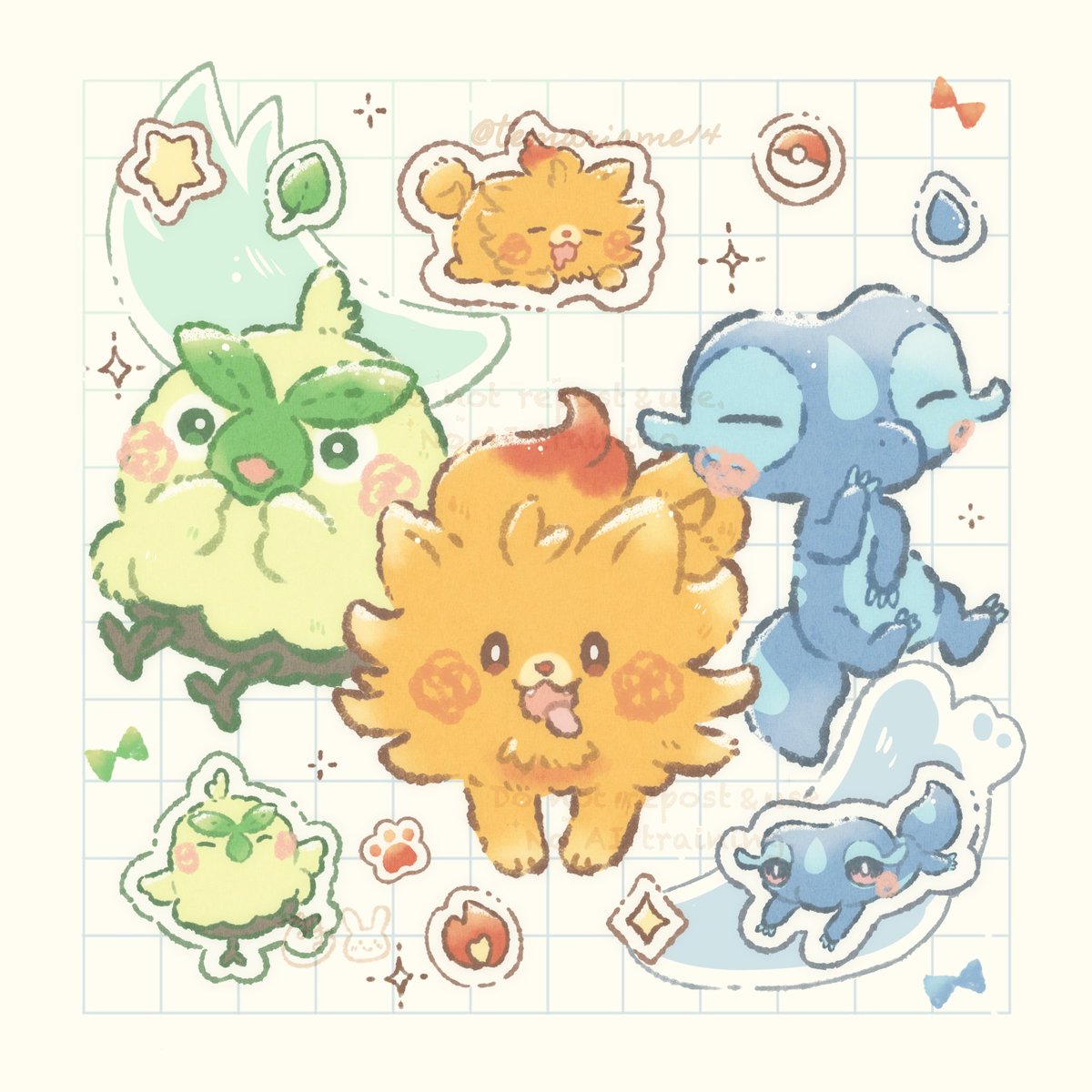 新御三家ちゃんたち✨✏️

#ポケモン風波