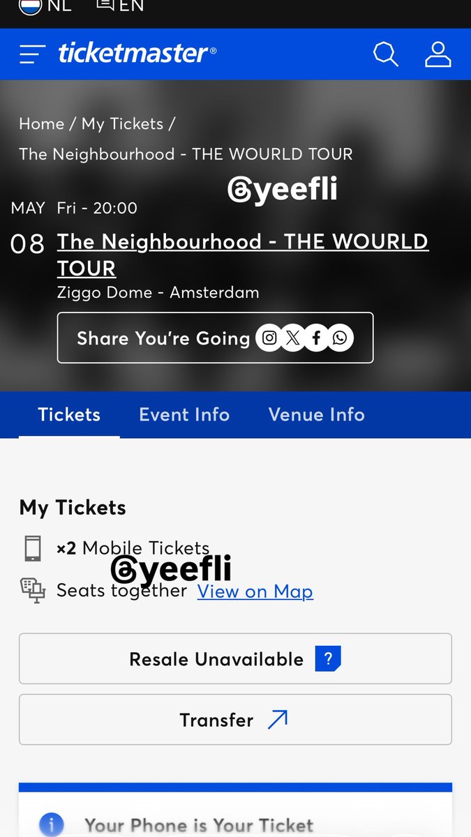 yeefli's tweet photo. WTS 2 tickets for The Neighbourhood in Amsterdam (Netherlands)

120€ per 1

i can't go to Amsterdam, so i’m  selling it urgently 🥹

can send you all the proofs/photos/videos!!! plssss buy them

#wts #wanttosell #theneighbourhood #wtb https://t.co/BRiRGsjzKo