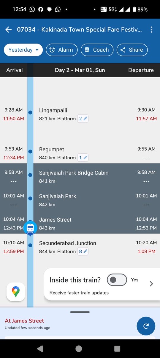 rafeeq555's tweet photo. @RailMinIndia @indianrail @AshwiniVaishnaw @thewire_in
We claim we improved infrastructure and great in technology advancement but trains get delayed by 2hrs 50 mins . Oops what non sense despite additional fare for special trains . What we have improved ? What we are learning ?? https://t.co/hJPuJAUqnc