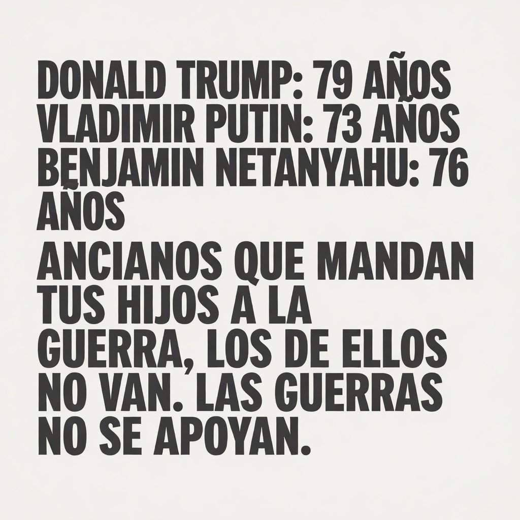 E_ALBIZU's tweet photo. Three old men add up to 228 years.  
They decide.  
They sign.  
They talk about honor and country.  
Your children are going to war.  
Not theirs.  
Never.  
That is the unwritten rule that has cost the most blood in history.  
And it is still valid.
#NoWar #Iran #dubaiattack #linglingkwong #Israel
