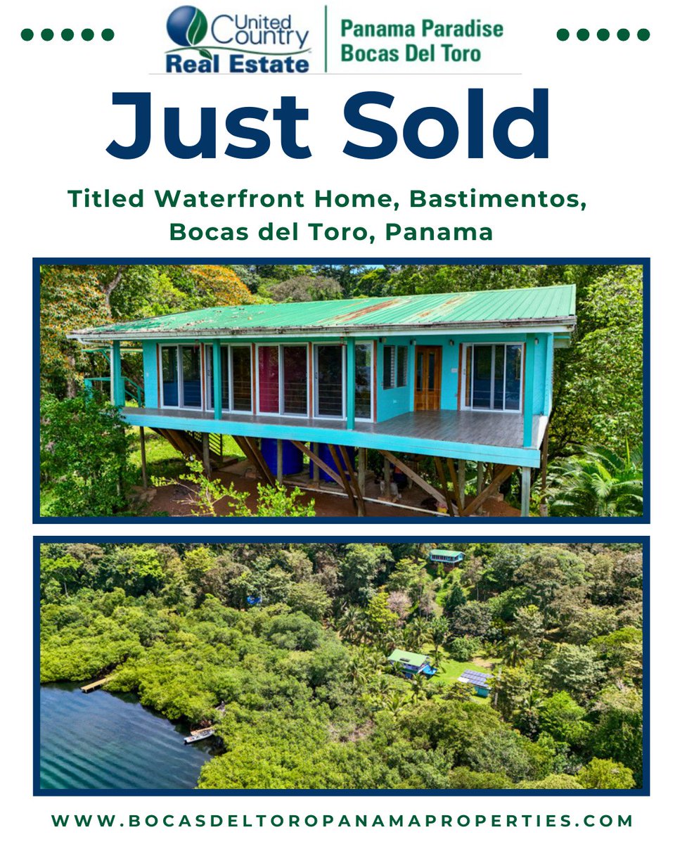 RealEstateBocas's tweet photo. Another beautiful chapter begins 🌿

This titled waterfront home in Bastimentos, Bocas del Toro is officially #Sold .

If you're thinking about buying or selling in Bocas del Toro, feel free to reach out - we're always happy to have a conversation.
https://t.co/96BdA02jHa https://t.co/ao1ckUue5m