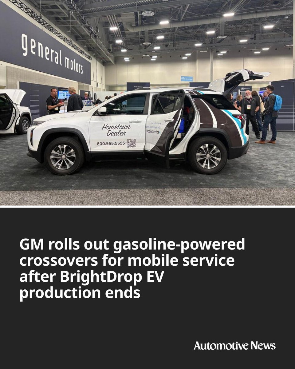 Automotive_News's tweet image. General Motors will offer dealerships gasoline-powered Chevrolet, GMC and Cadillac models upfitted for its mobile service initiative as the automaker eyes a significant expansion of the service.

#GM #GeneralMotors #Brightdrop #EVs #GMC #Chevrolet #Cadillac