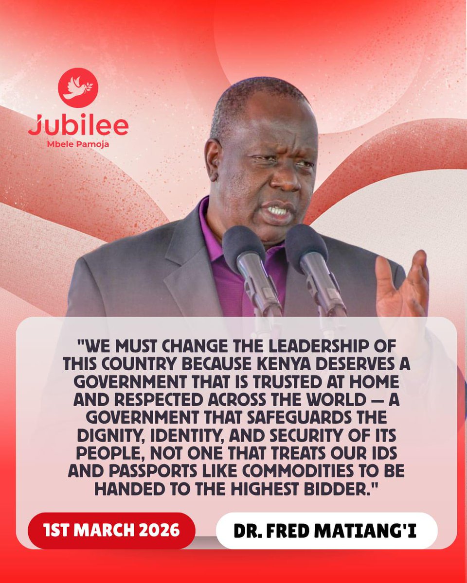 Kenya deserves better, Dr. Matiang’i declares we must change leadership now for a regime rooted in trust, respect abroad, and fierce protection of our national pride and safety. United Opposition In Nyandarua, #MatiangiThe6th