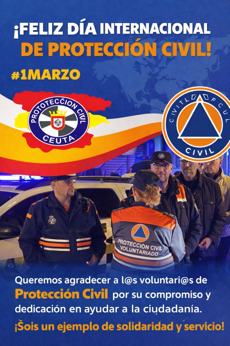 AVPCCeuta's tweet photo. #DiaInternacionalProteccionCivil  

@proteccioncivil 
@DelegGobCEU 
@GobiernodeCeuta https://t.co/NxWbE9aFrD