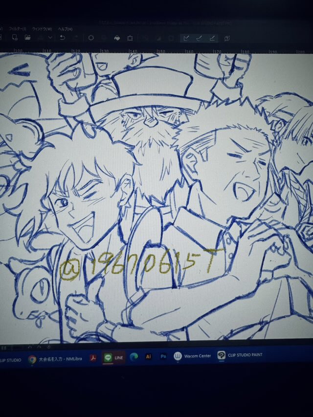 ラフラフ。
いや毎年ほんと、今年こそもう何も描けないかも（構図が思い浮かばない的な意味で）と思いますが、描き始めると楽しくすらすら描けるので、いやーーやっぱり私うえださんもうえださんの声の子たちも大好きだなぁと嬉しくなりますね。こんなにずっと好きでいさせてもらえて感謝しかないです