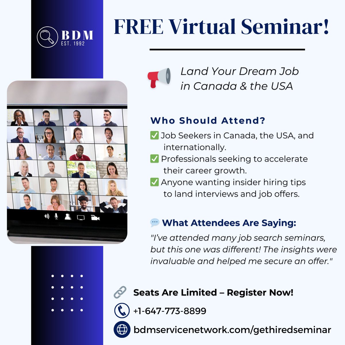 jobsfrombdm's tweet image. 💡 How to Get Hired in Canada &amp;amp; USA💡 
🌟 Everything You Need To Succeed! 🌟

💡Learn more 👉 buff.ly/Qjf4vJW
🧭Book to attend 👉 buff.ly/3OHCCKK

#JobSearch 🔍 #CareerDevelopment 📈 #JobHunting 🧭 #CareerSuccess 🌟 #HowToGetHired 🎯 #JobOpportunities 💼