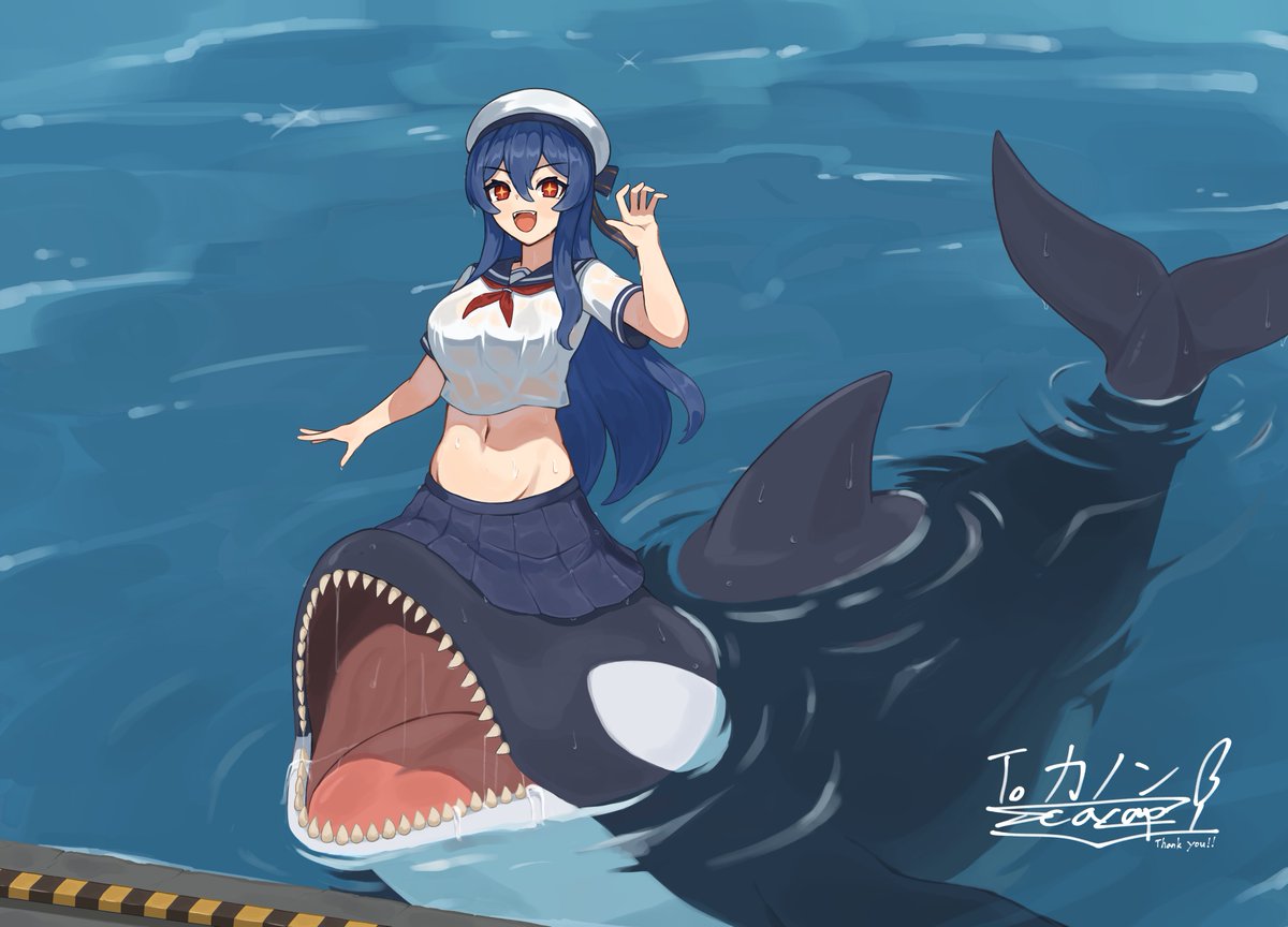 skebにて描かせていただきました！⚓️🌊 シャチの口で捕食するそう