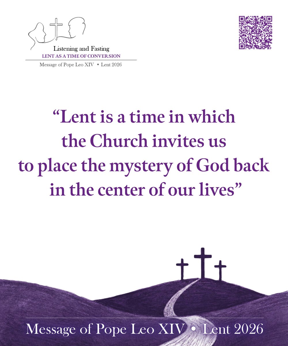 ✝ "#Lent is a time in which the Church invites us to place the mystery of God back in the center of our lives."☀
We invite you to read the Message of #PopeLeoXIV for Lent 2026 👇
humandevelopment.va/en/news/2026/c…