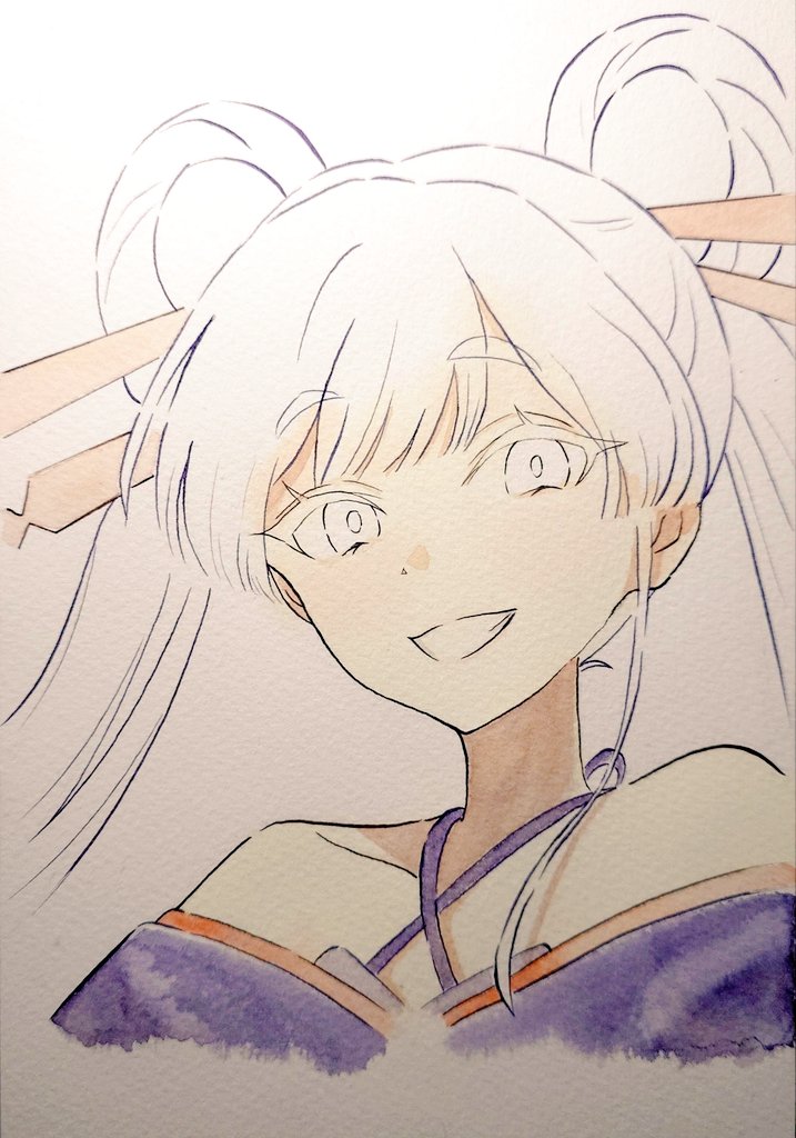 ヤチヨ描いてますWIP #超かぐや姫 #水彩画