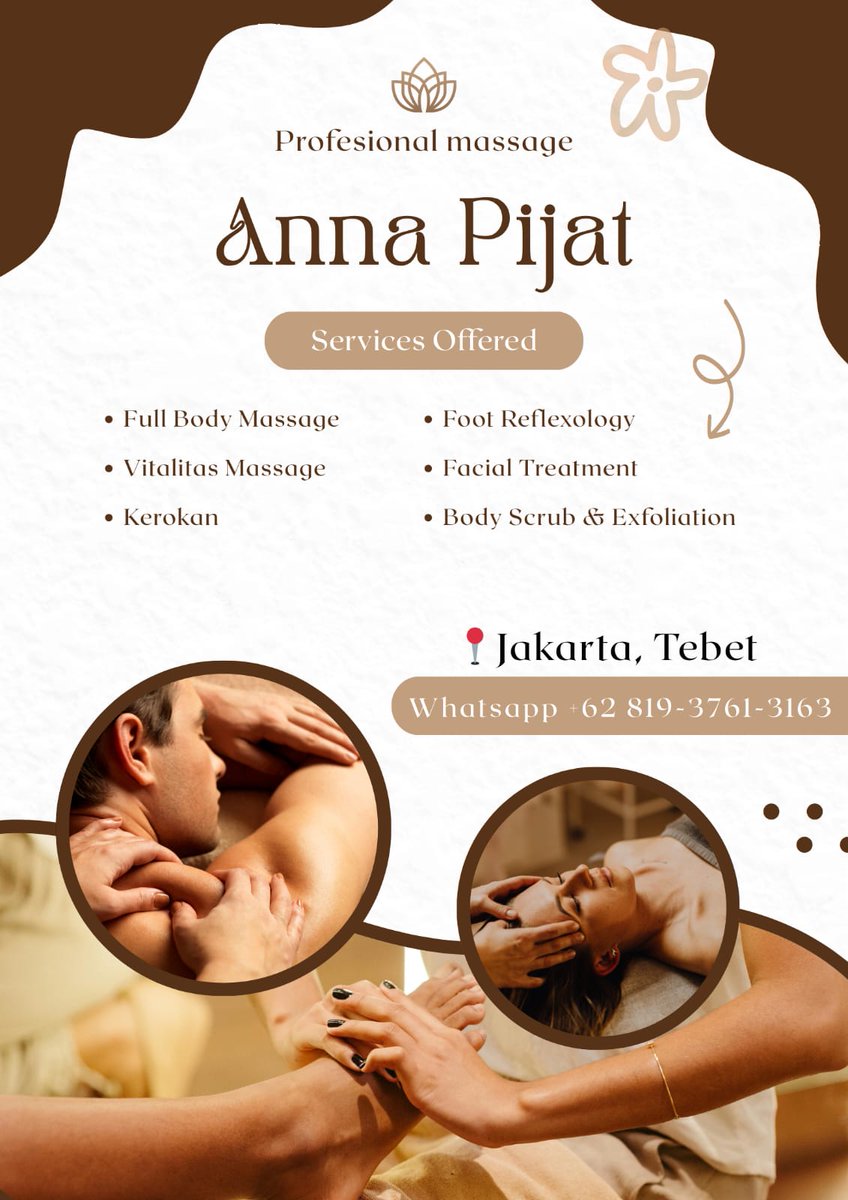 anna186605's tweet photo. Yang butuh pijat panggilan ke hotel, kos, atau rumah bisa langsung hubungi saya ya dijamin gak kecewa. 😁
#pijatjakartaselatan #pijathotel #urutbatin #urutcapekpegel #massagejakarta #massagepanggilan
#jakartatebet #Urutsingaporemalaysia
#jasapijat #Pijatwanitajakarta #Terapiscwek https://t.co/3W4O8JQY8X