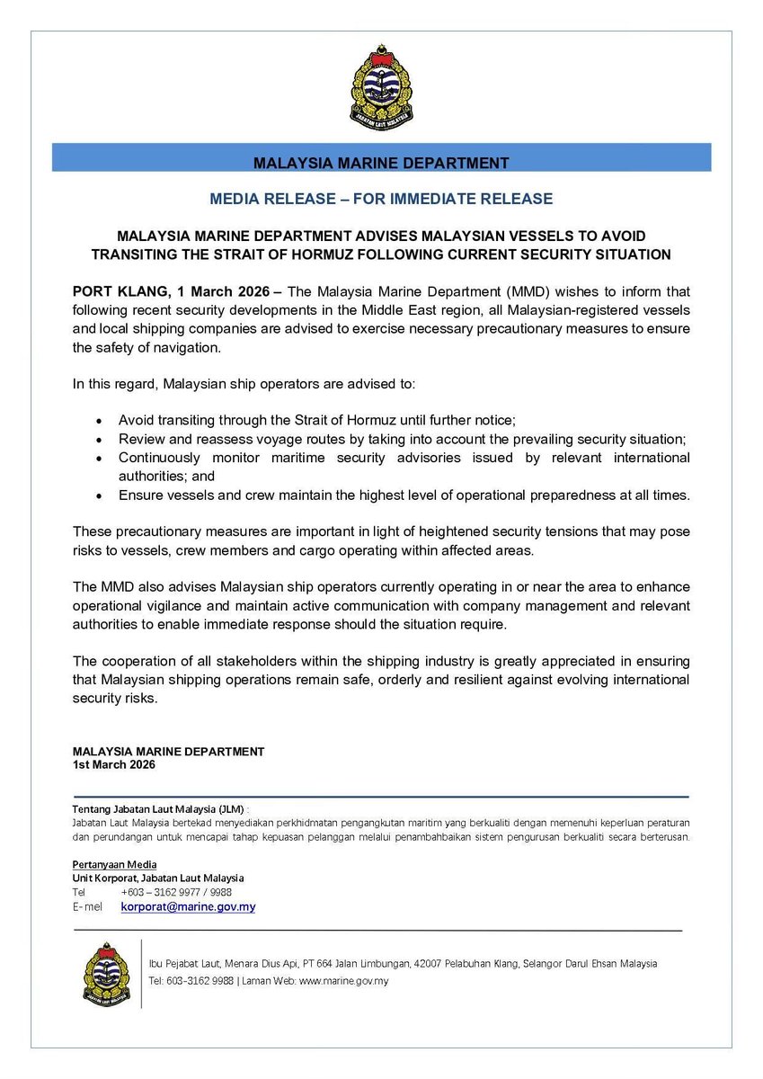 Jabatan Laut Malaysia tweet media