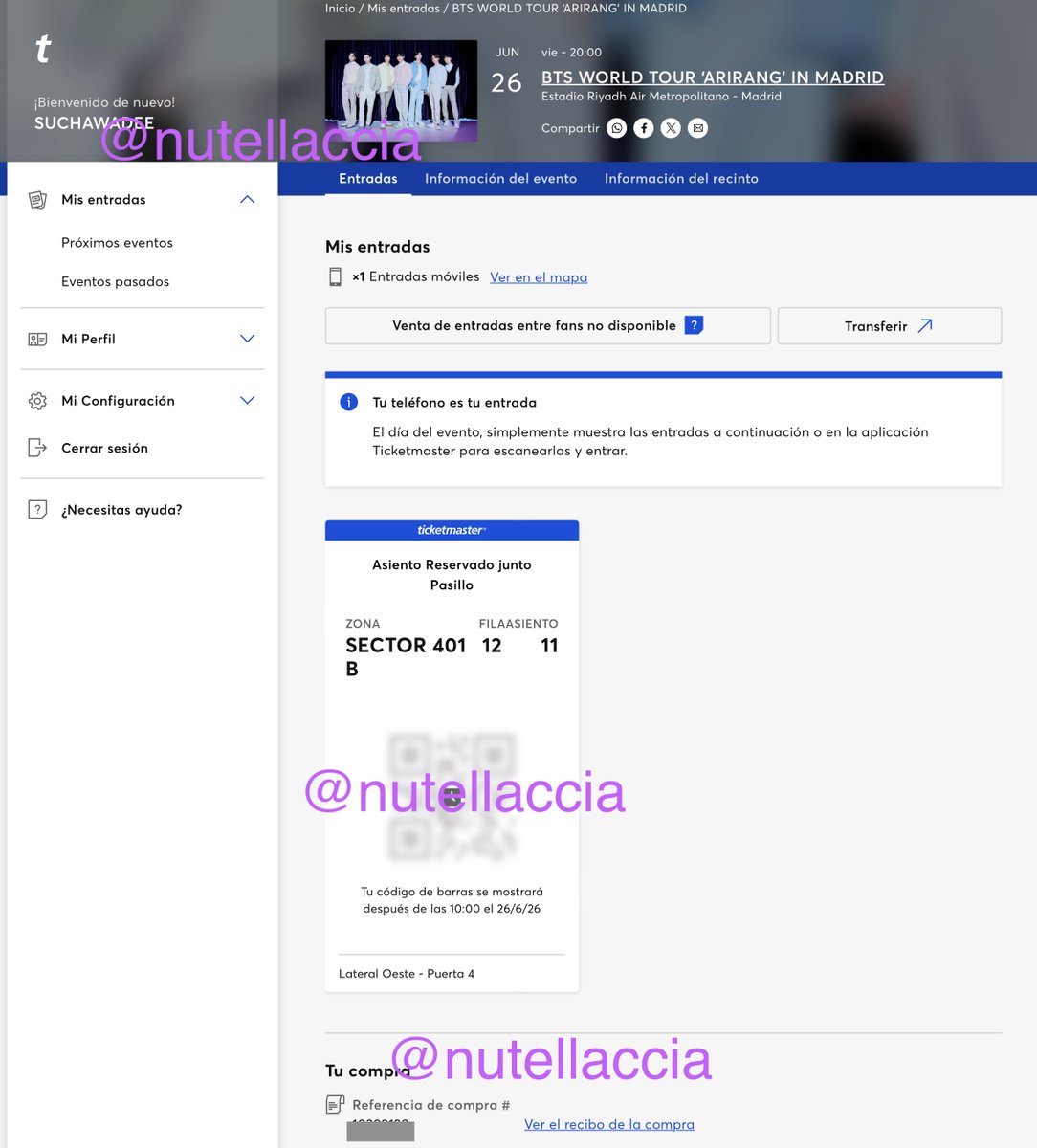 nutellaccia's tweet photo. Hi armys! I'm selling my tickets for Madrid on 26th June 2026. Unfortunately duel to my schedules and personal problems I couldn't be there on that day💔😭
if anyone of you is interested dm me for any details. https://t.co/4QkzRzWIaH
