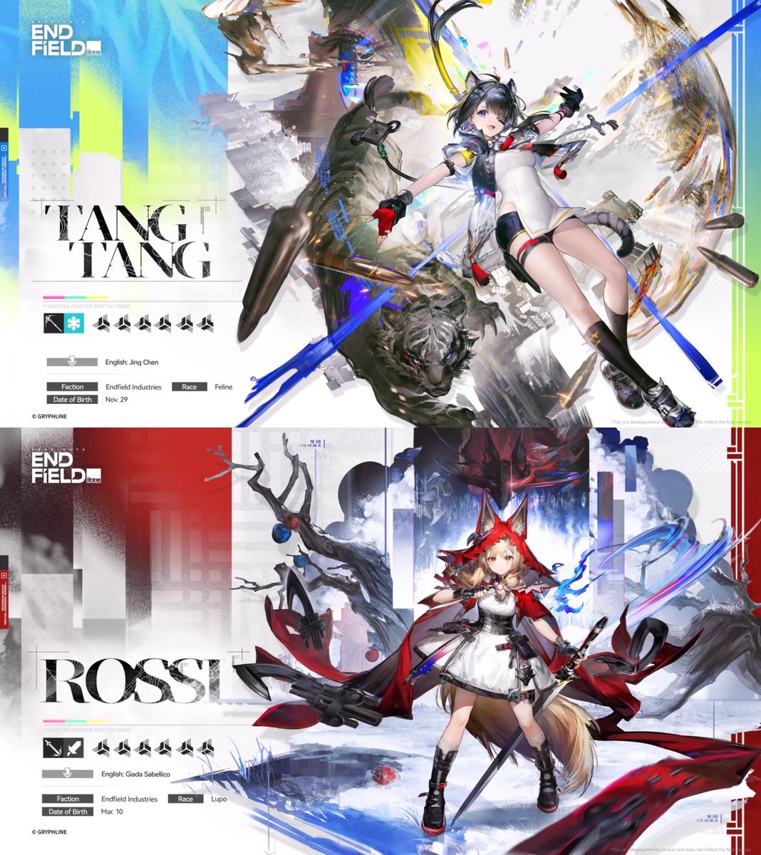 Naruvt0's tweet photo. Arknights Endfield 1.1

Tangtang Role:
- Ice/Caster (Arts applier/Sub DPS)

Rossi Role:
- Phyiscal/Guard (DPS)

#ArknightsEndfield #Endfield https://t.co/DsvxoMtaUy