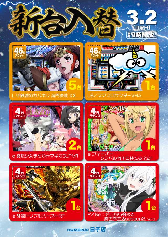 こんばんは。 トミーです 今回の新台 4円パチンコ 「eまどかマギカ」等