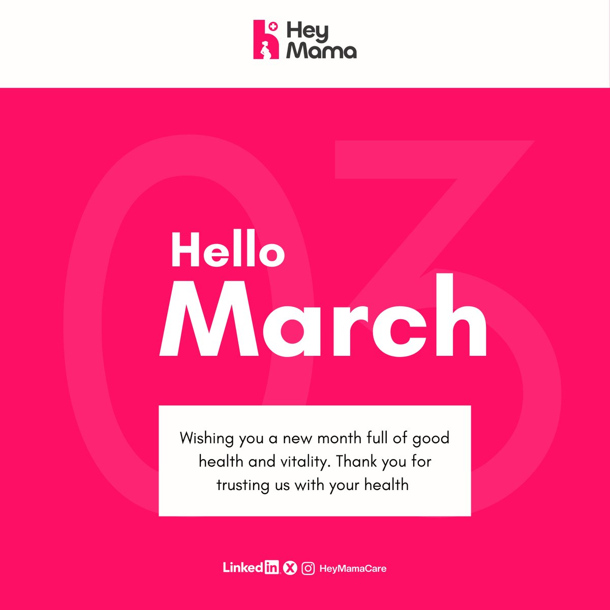 HeyMamaCare's tweet photo. As you March with us into the New month 👀, May you experience peace, joy and ease and may your month be filled with bliss✨

We hope you prioritise your reproductive health this month and REMEMBER to check your blood pressure🩸

Happy new month💕

Thank you for staying with us https://t.co/lYSMPyruFA