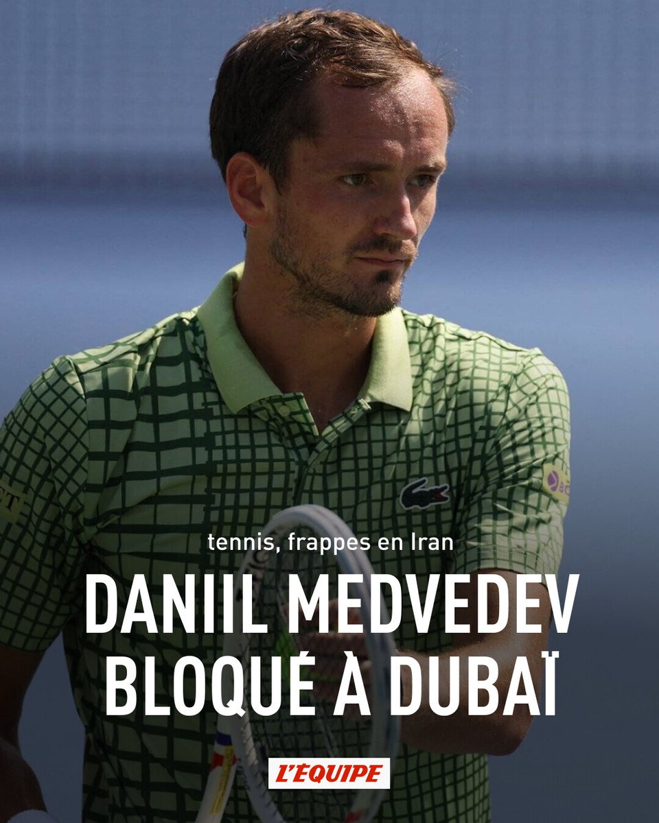 Daniil Medvedev, titré samedi à Dubaï, est bloqué aux Émirats arabes unis en raison du conflit au Moyen-Orient, alors que va démarrer le Masters 1000 d'Indian Wells 
➡️ l.lequipe.fr/PZE