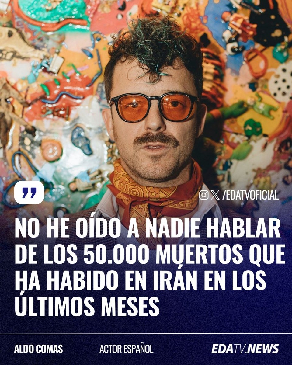 🚨‼️| El mensaje del actor español Aldo Comas durante la gala de los Premios Goya: "50.000 muertos que ha habido en los dos últimos meses en Irán. No existe el mismo nivel de movilización ni de visibilidad pública sobre esa situación. Veo muchos pins de todo, pero de eso no".