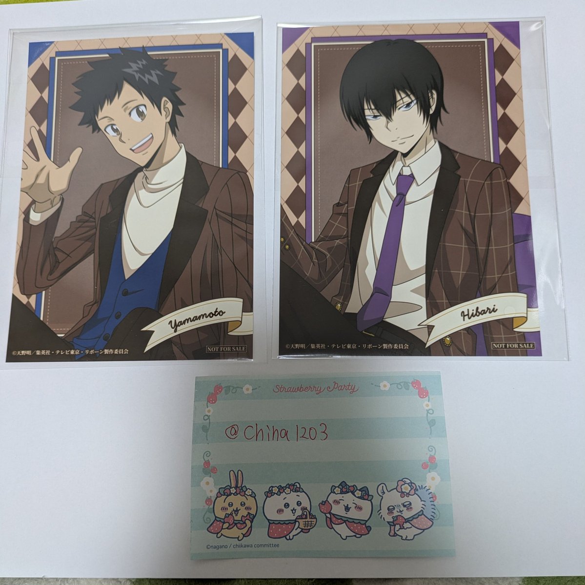 家庭教師ヒットマンREBORN！まるくじDolce Style ノベルティブロマイド
譲→雲雀恭弥、山本武
求→ザンザス
郵送交換希望です。よろしくお願いします
#家庭教師ヒットマンREBORN #まるくじ #DolceStyle #ノベルティ #ブロマイド #雲雀恭弥 #山本武