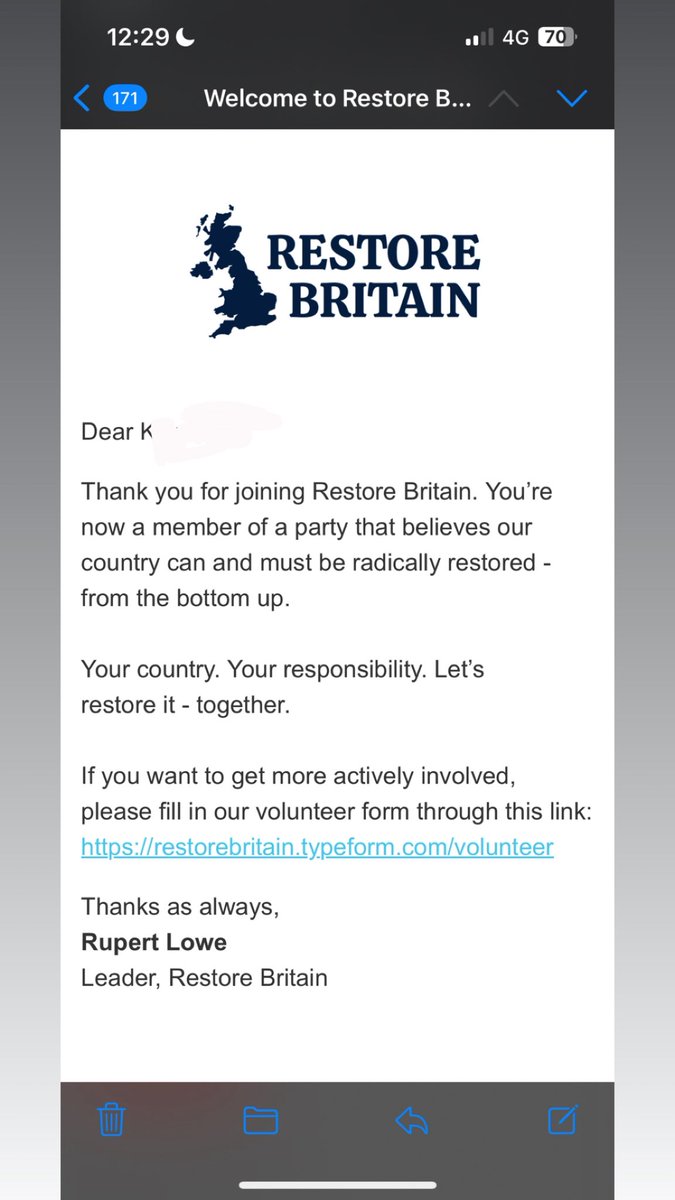 KM_Michael4's tweet photo. I’ve just joined @RestoreBritain_ 

I have never thought I would join any political party in my life but @RupertLowe10 have given me hope than Britain can be saved

Together we can help. If there are any #RestoreBritain patriots out there make yourself known. I need my page full of like minded people 👊🏻