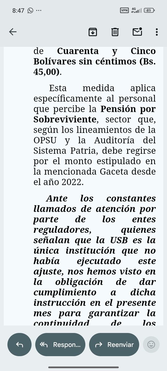 El Sistema Patria y la OPSU son el terror de los trabajadores y los universitarios.  

Acaban de reducir en la USB el bono de alimentación y salud a Bs. 45 para los sobrevivientes. De 40$ a 45 bolívares. 

Ignoran derechos adquiridos, históricos, intangibilidad y progesividad.