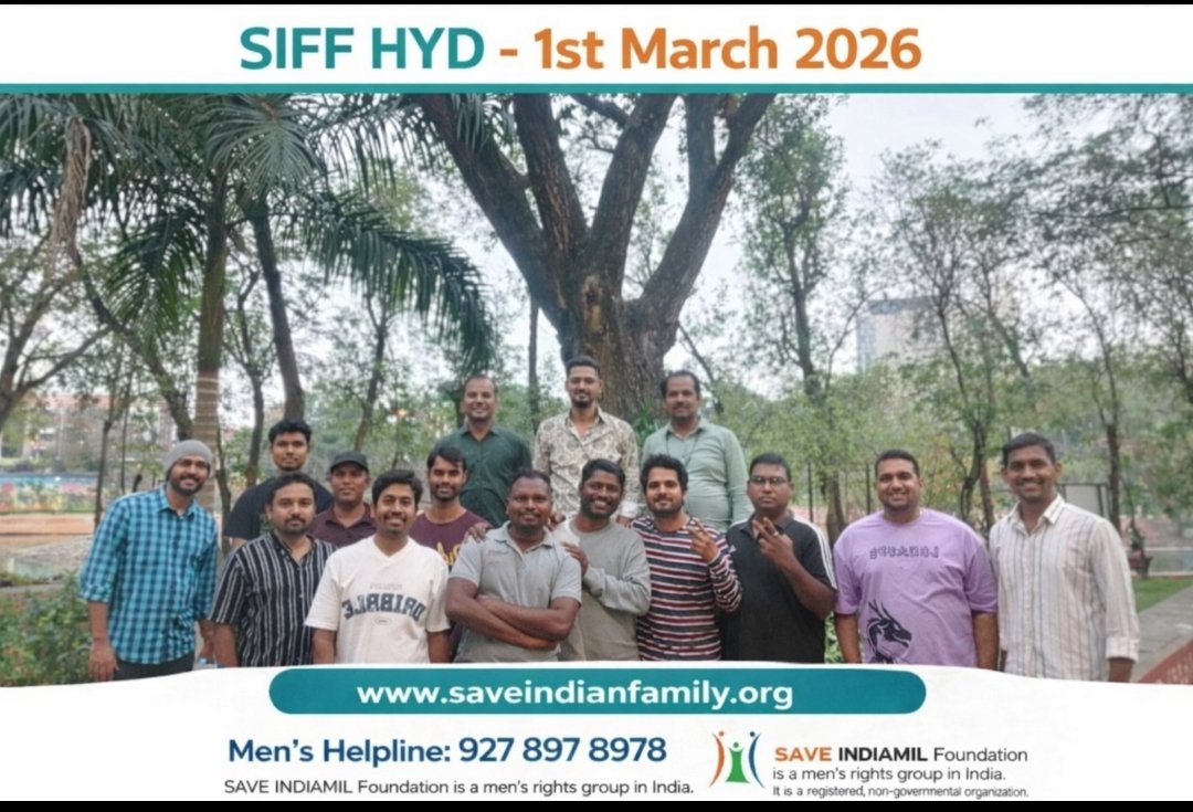 TrumpSaveBharat's tweet image. You are not alone.
SIFF HYD – 1st March 2026
A brotherhood built on support, awareness, and lawful fight for justice.
Reach out if you need guidance.
📞 927 897 8978
🌐 saveindianfamily.org⁠�
#SIFF #MenSupport #StandForJustice #Hyderabad
