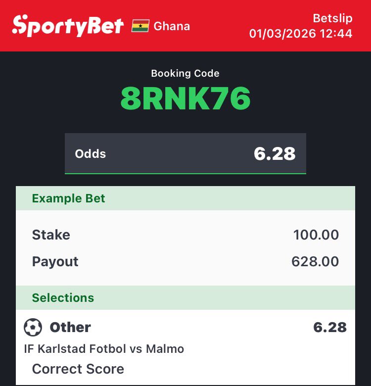 ceobesttips's tweet image. CORRECT SCORE (OTHER )

GOOD LUCK 🍀

#6Odds #foryou #sportybetGH