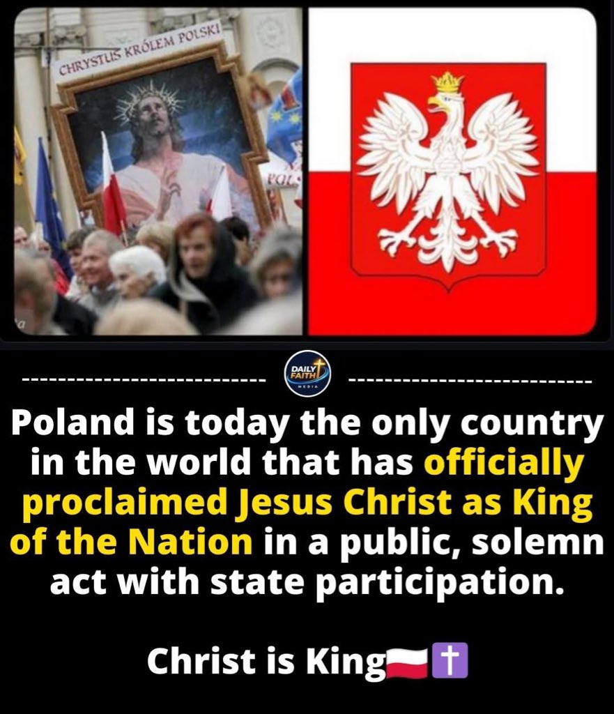 realdanieltitus's tweet image. In a solemn and historic ceremony, Poland publicly affirmed Jesus Christ as King, with participation from both Church leaders and representatives of the state. In an era when many nations are distancing themselves from their spiritual roots, Poland chose to make a visible