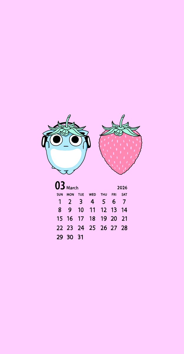 3月の壁紙カレンダーです👾