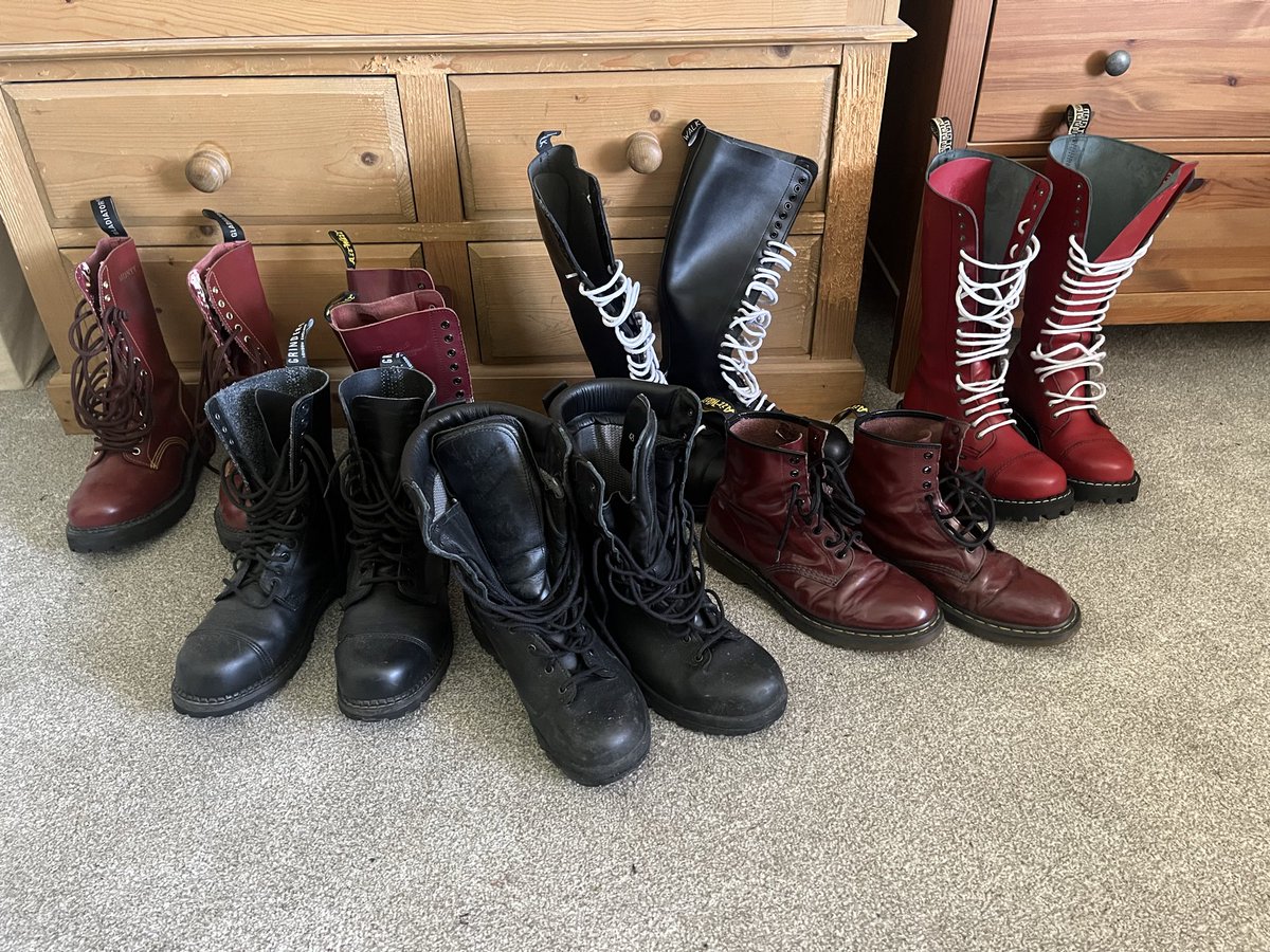 YorkBLUFSkin's tweet photo. What do you think? Should I tidy the boots away occasionally, or leave them there to remind me why god gave us feet? https://t.co/CRmFPHmSBr