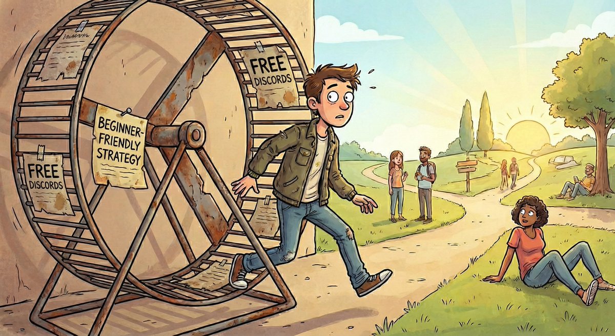 There is no beginner-friendly path to consistent profitability.

The entire industry is built on the opposite claim.
But it is a lie, and it is the reason you are still stuck.

Every trader starts the same way.
Copy a strategy from someone who seems profitable.
Trade it live.