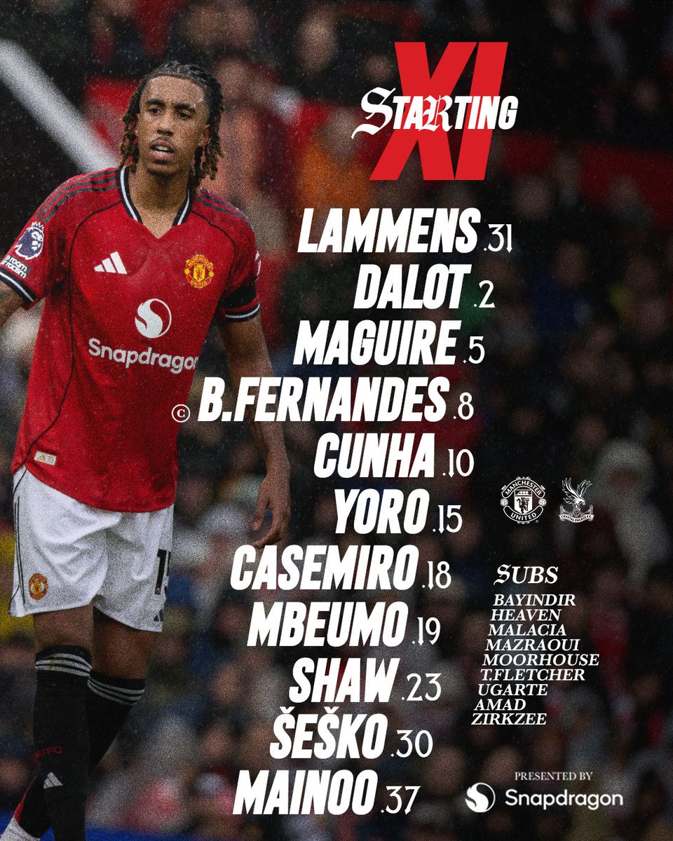 WeArePLeague's tweet image. • Times escalados para Manchester United v Crystal Palace 

#PremierLeague 

#MUNCRY 

#WAPL