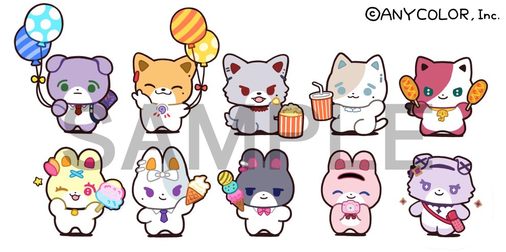 【おしごと】にじさんじ×東京ドームシティ アトラクションズ コラボイベントのにじたうんのみなさんを描かせていただきました！！ぷりてぃだんしんたいむ　よろしくお願いします！🐱🐶🐰🦊🐺🐻🎵