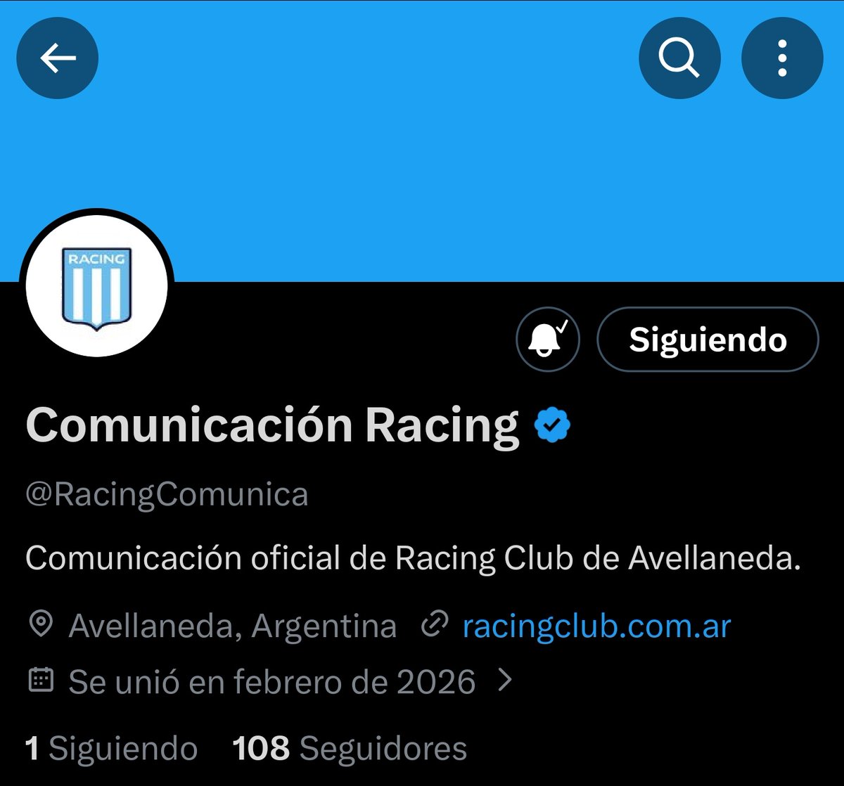 ⚠️ #Racing tiene una nueva cuenta oficial en #X: <a href="/RacingComunica/">Comunicación Racing</a>.

📲 A través de este perfil, el club buscará una vía más directa y clara con socios e hinchas.