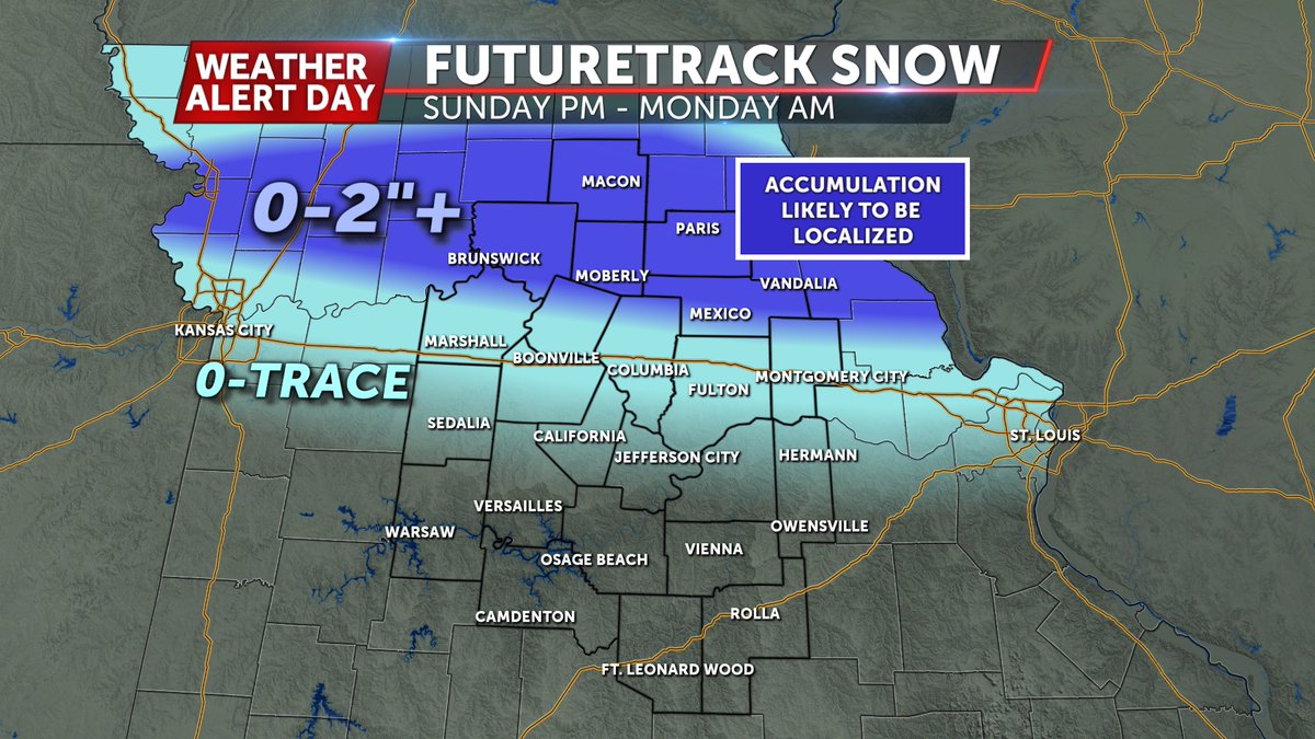 SawyerJ_KMIZ17's tweet image. WINTRY END TO WEEKEND - It'll be dry most of the day, but widespread rainfall that transitions into sleet and snow for some is on track to enter Central Missouri this evening. This will exit tomorrow morning, leaving minor travel impacts for some. @ABC17News #midmowx #winterwx