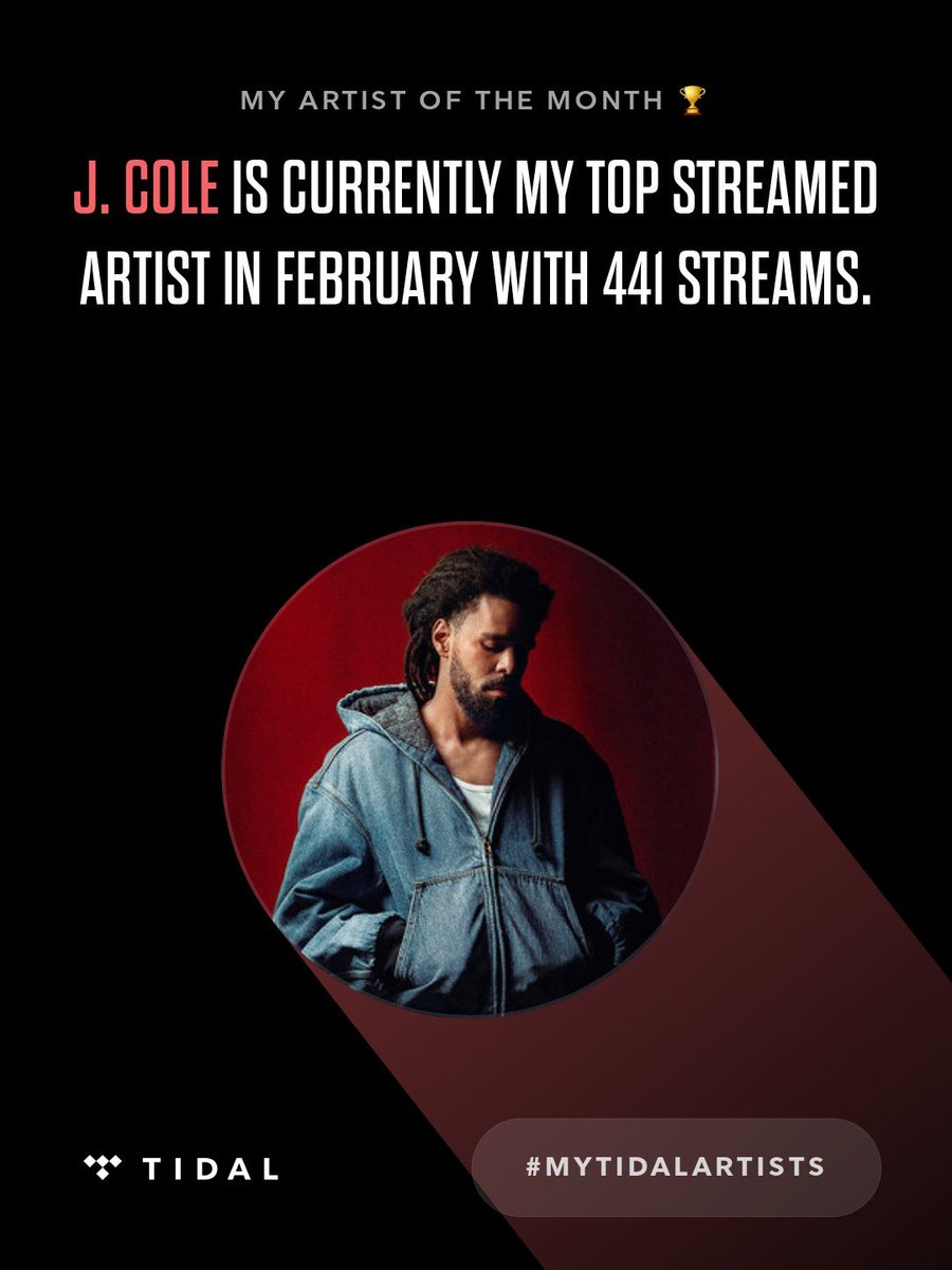VannaScout's tweet photo. 441 streams means I've listened to the album 18 times so far.. My top artist in February on @TIDAL is @JColeNC. #MyTIDALartists https://t.co/1CwuGAfpCI
