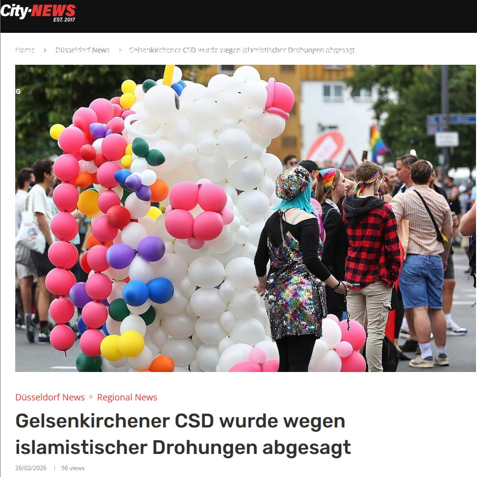 Erst holen linksgrüne Milieus über Jahre massenhaft Menschen aus streng religiösen, LGBTQ‑feindlichen Kulturen ins Land, verteufeln jede Warnung als „rechts“ – und am Ende sagen sie ihre eigene Parade wegen islamistischer Drohungen ab. 

Quelle City-news.de