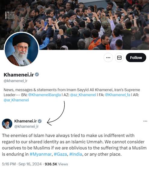 Dear_Men_Life's tweet photo. @priyankac19 Can you stop this nonsense of Iran is very friendly country. Bla bla.

Khamenei was no friend of India.

He was radical Jihadi who tried to create Muslims against Hindus to retain his power.

He tried to destabilize India.

Has Shiv Sena ditched Hindus for few bucks? https://t.co/BXMfQI7piq