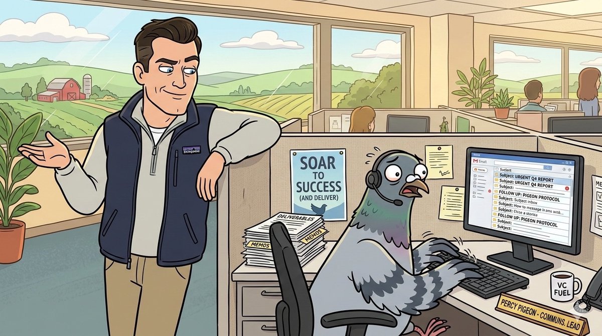 Then I told the pigeon, ‘email won’t replace ya, but pigeons who learn to type will!’