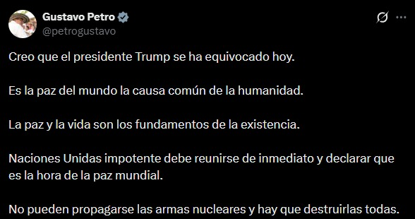 A <a href="/petrogustavo/">Gustavo Petro</a> se le fueron los cuatro años de desgobierno defendiendo dictaduras como las de Irán o Venezuela. Ni una sola palabra por las masacres que causaron y causan el ELN, las Farc y el Clan del Golfo. Notorio en exceso su abierta complicidad con esos grupos.