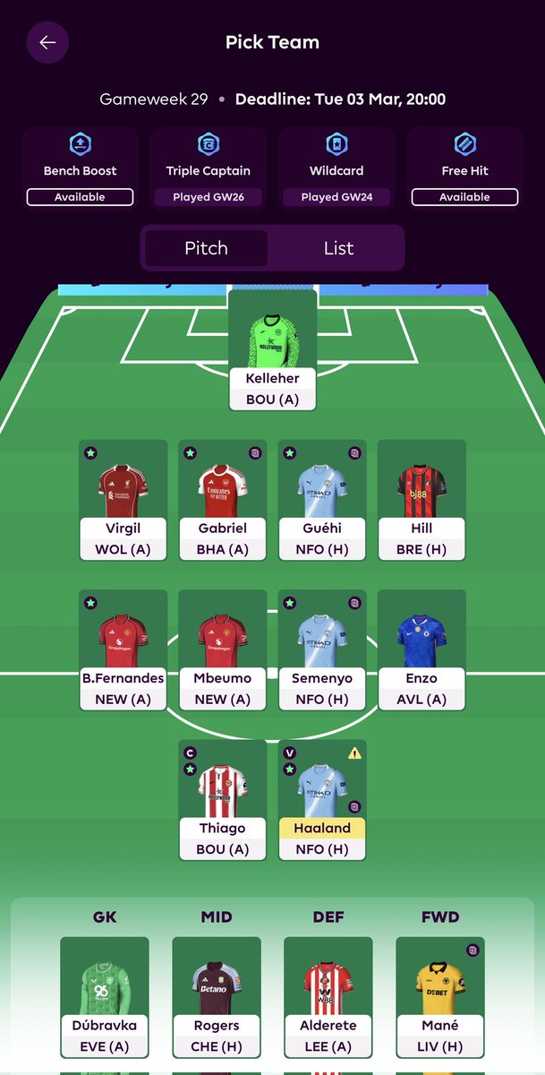 FPLsudani's tweet photo. @FPL__Fran Don't have the Wild card and I have 6 blanker on the team https://t.co/NGfhGeTIhJ
